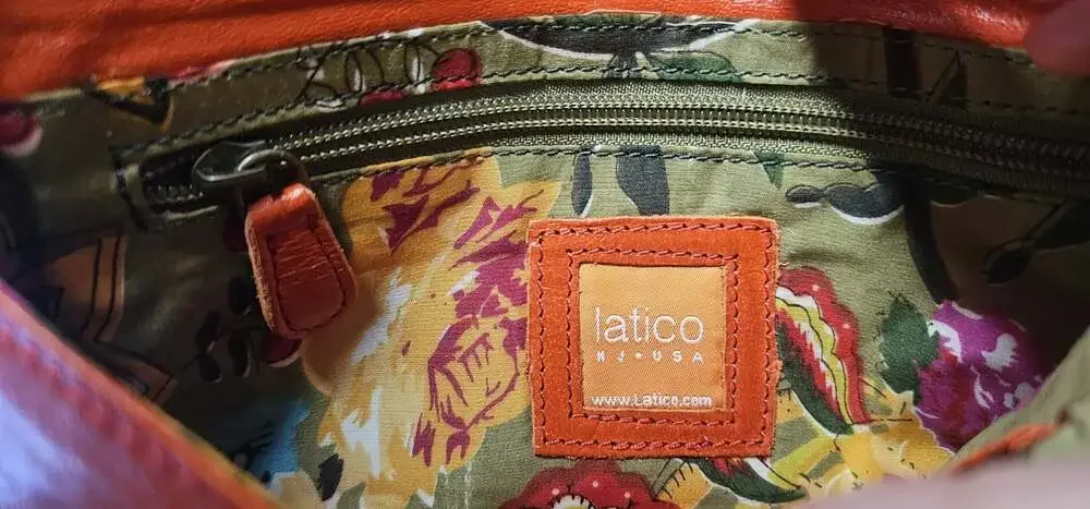 Latico Convertible Leather Clutch Wristlet Wallet Bright Orange Magnet Close